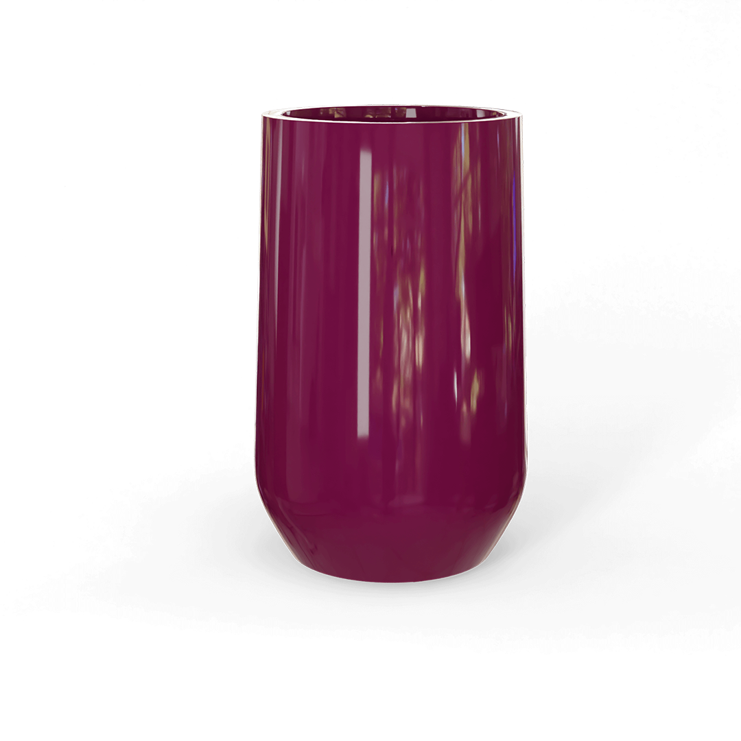 Hayden Round Fiberglass Planter in Gloss Eggplant