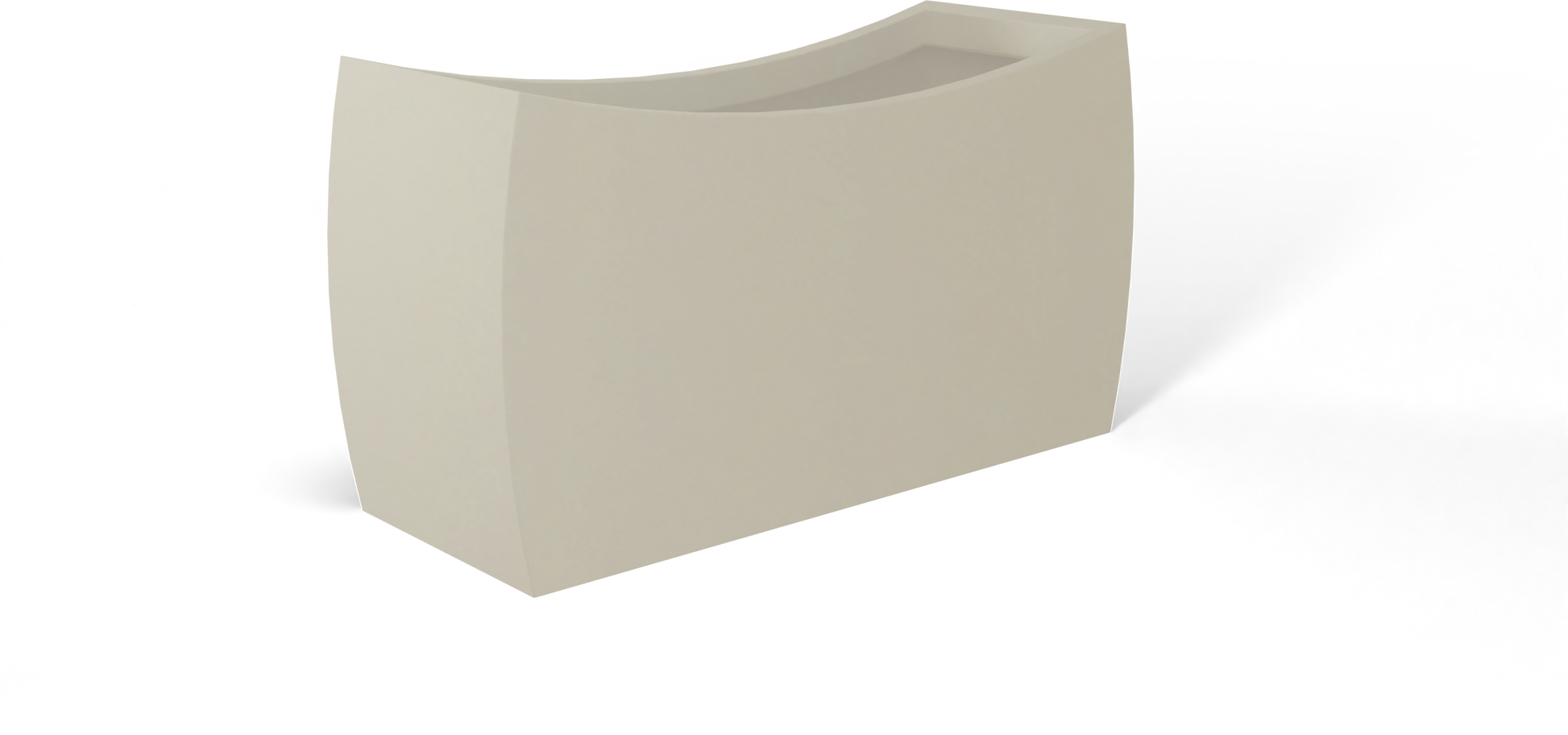 Seoul Curved Rectangular Fiberglass Planter in Satin Beige