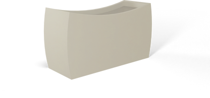 Seoul Curved Rectangular Fiberglass Planter in Satin Beige