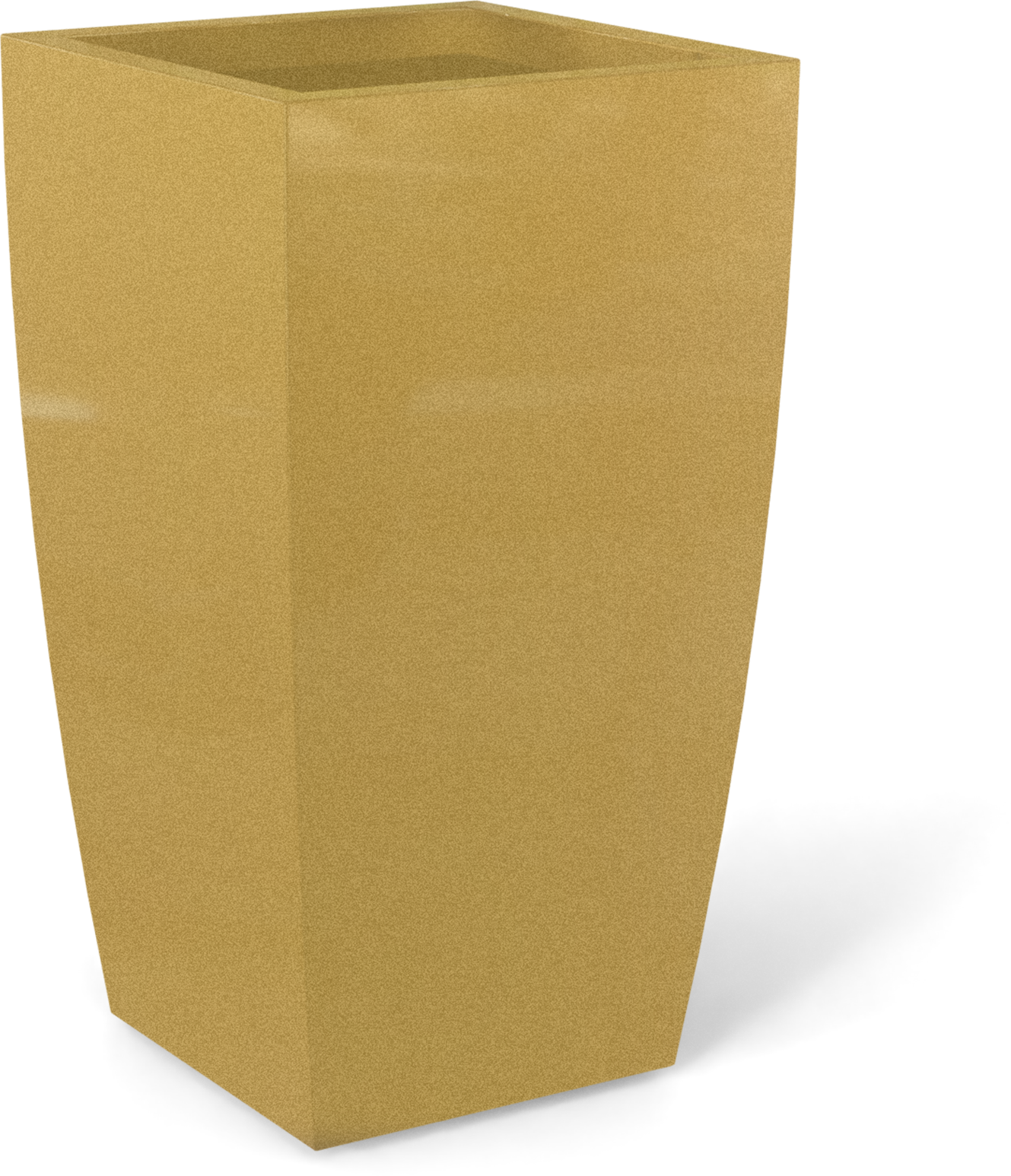 Toulan Tall Tapered Square Fiberglass Planter in Gloss Metallic Gold