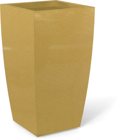 Toulan Tall Tapered Square Fiberglass Planter in Gloss Metallic Gold