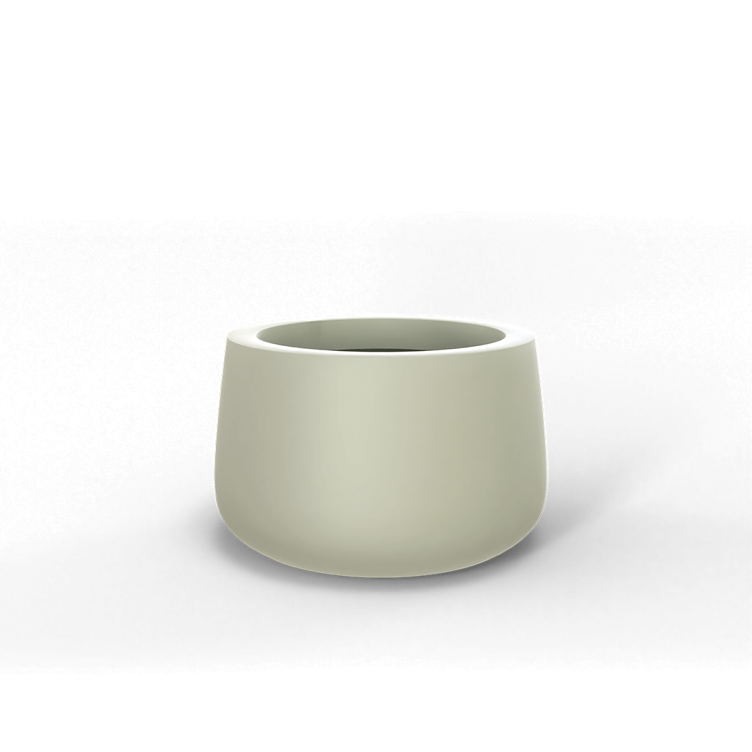 Short Hayden Round Fiberglass Planter in Satin Beige