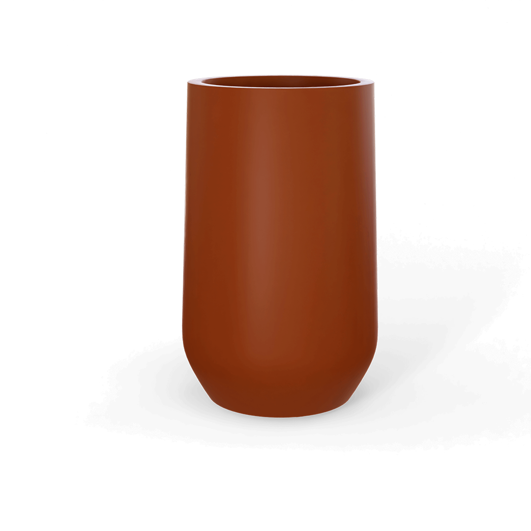 Hayden Round Fiberglass Planter in Matte Terra Cotta