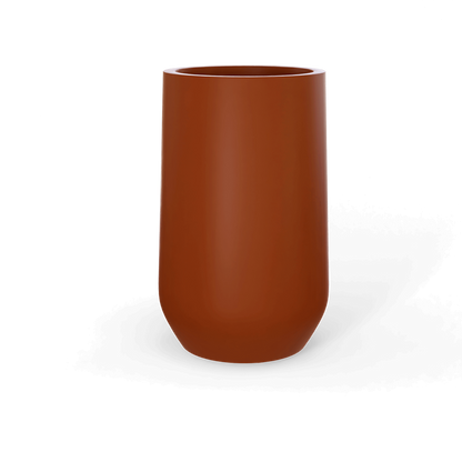 Hayden Round Fiberglass Planter in Matte Terra Cotta