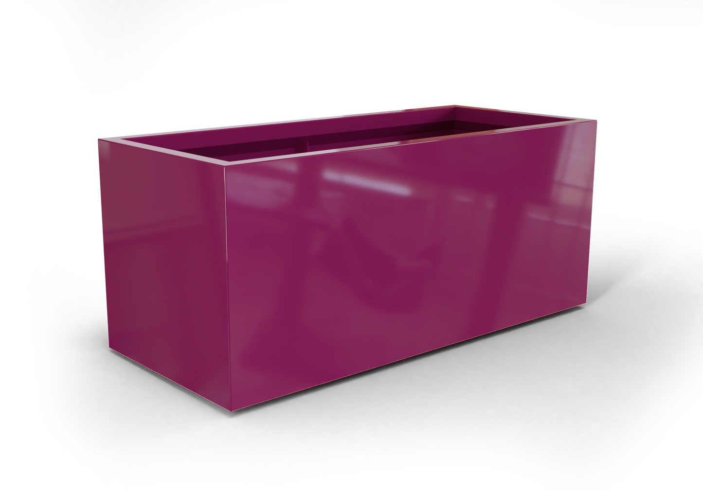 Badalona Rectangular Fiberglass Planter in Gloss Eggplant