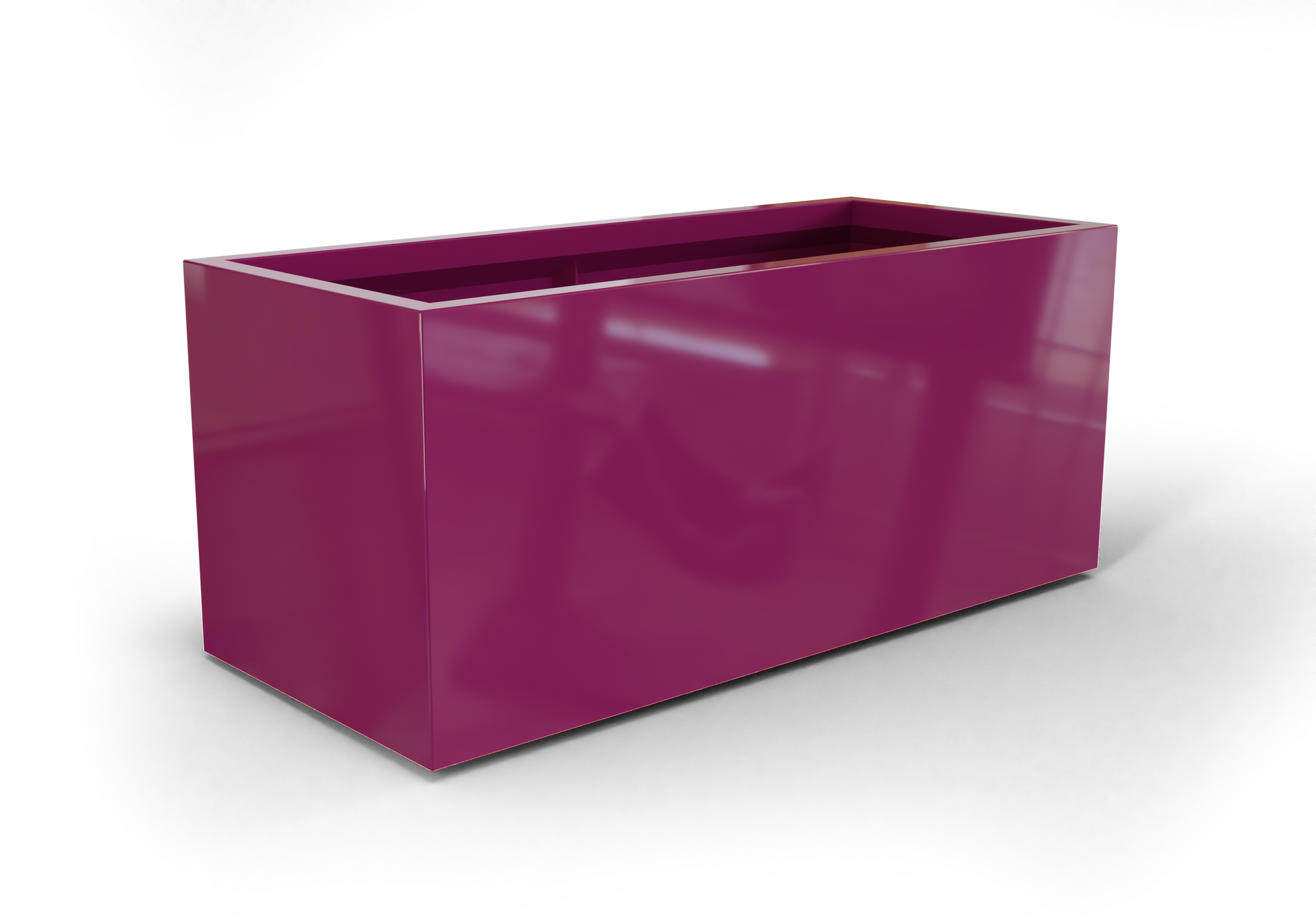 Badalona Rectangular Fiberglass Planter in Gloss Eggplant