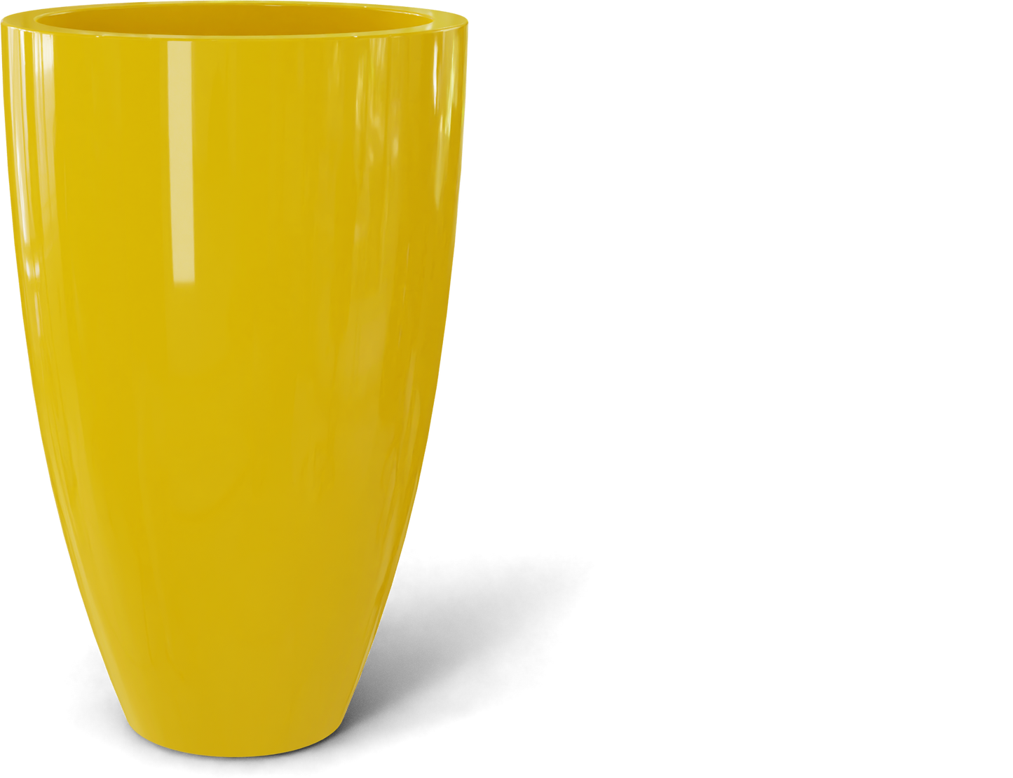 Brannan Round Fiberglass Planter in Gloss Saffron