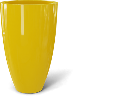 Brannan Round Fiberglass Planter in Gloss Saffron