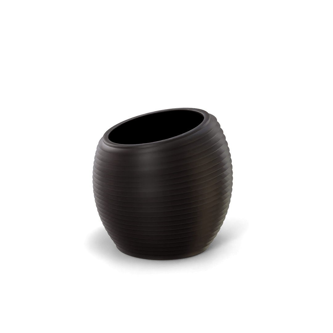 Spiral Sculptural Fiberglass Planter in Matte Charcoal