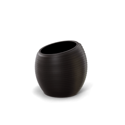 Spiral Sculptural Fiberglass Planter in Matte Charcoal