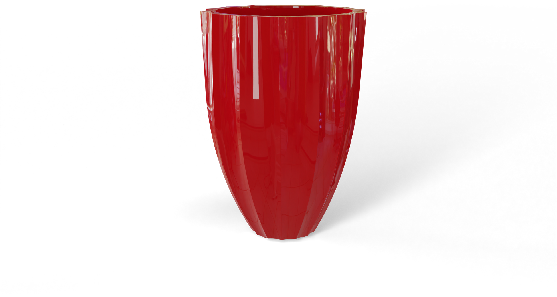 Alicante Round Fiberglass Planter in Gloss Red