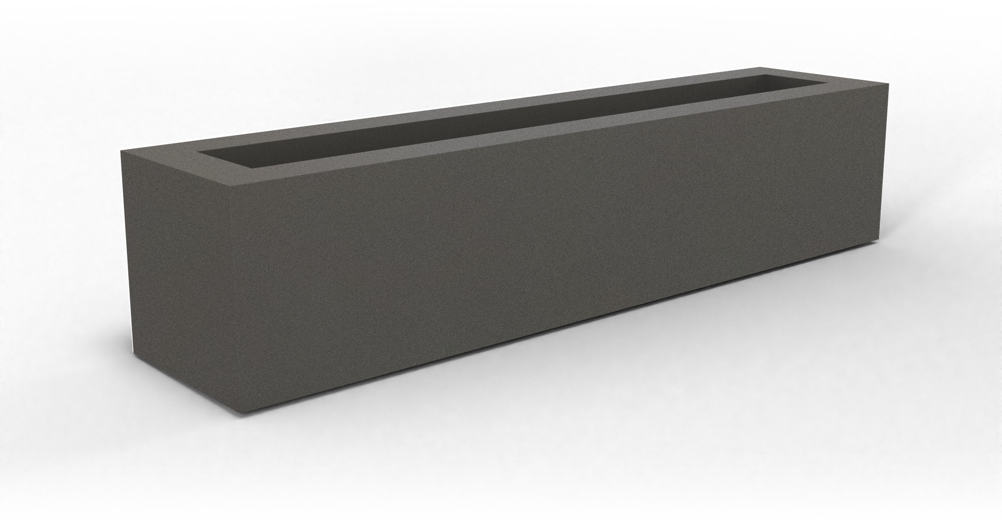 Salon Rectangular Fiberglass Planter in Matte Gunmetal