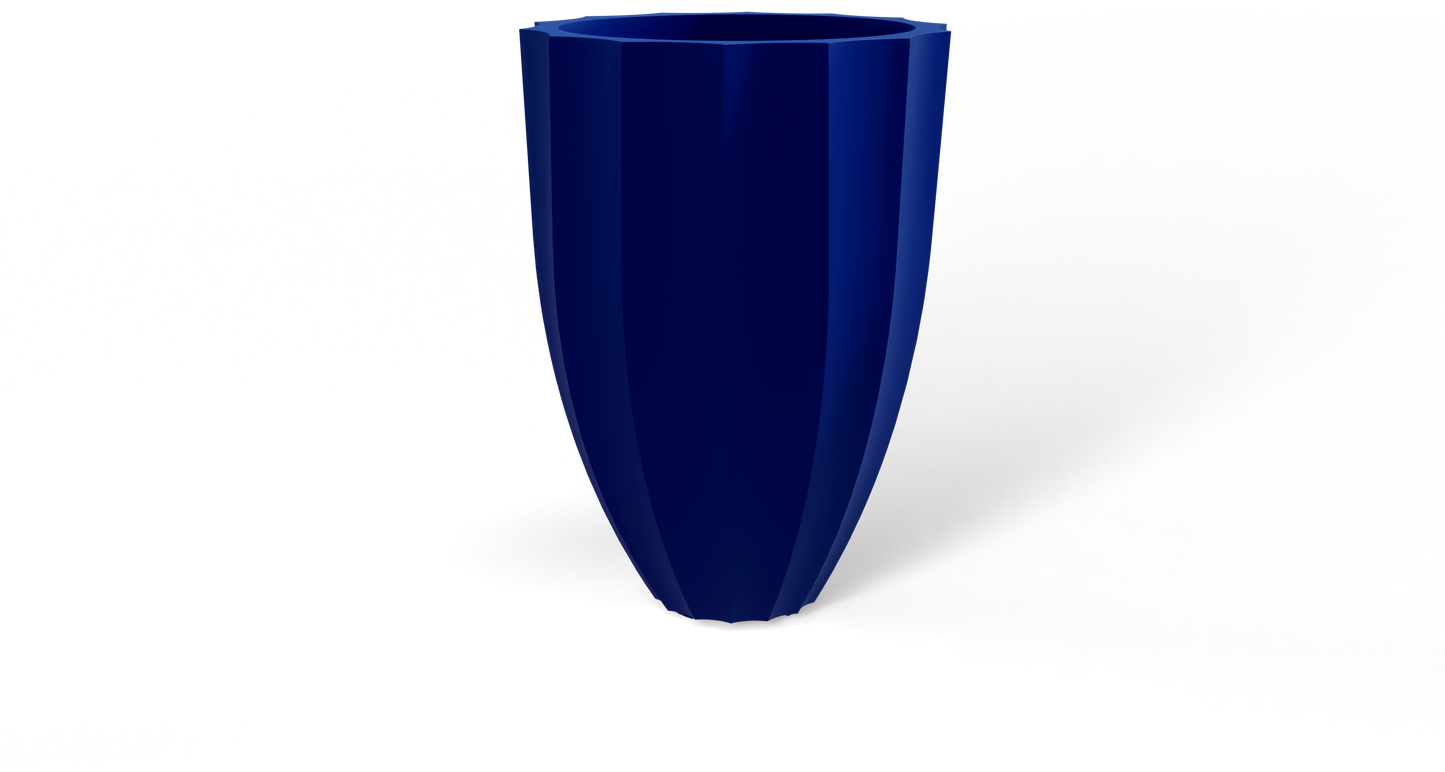 Alicante Round Fiberglass Planter in Matte Cobalt Blue
