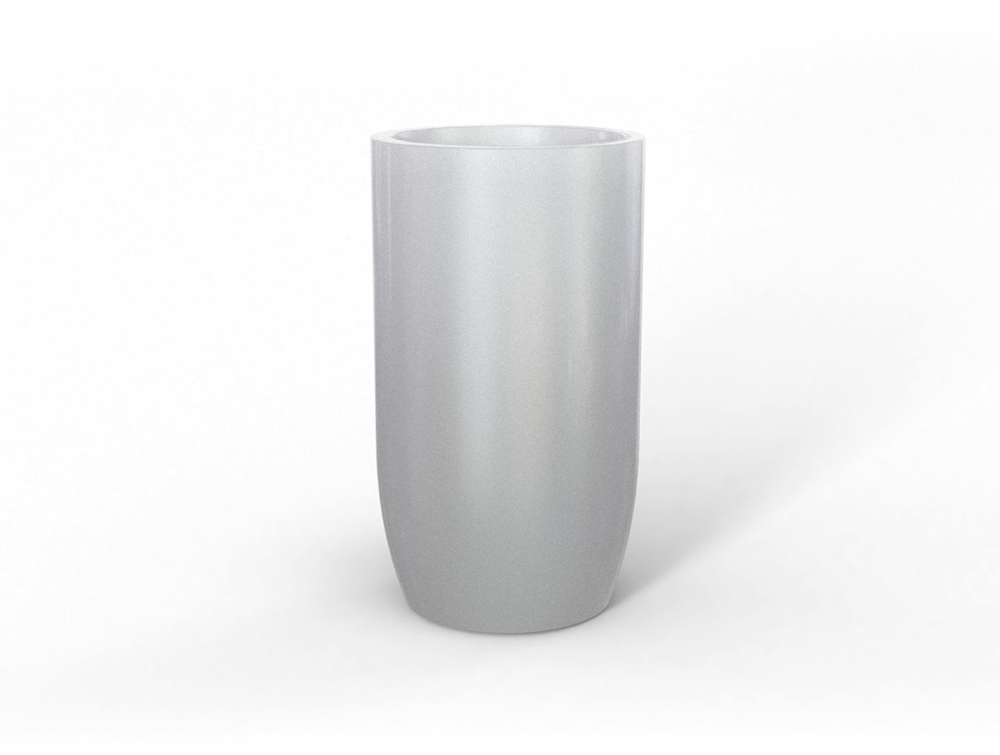 Lisbon Round Fiberglass Planter in Metallic Silver