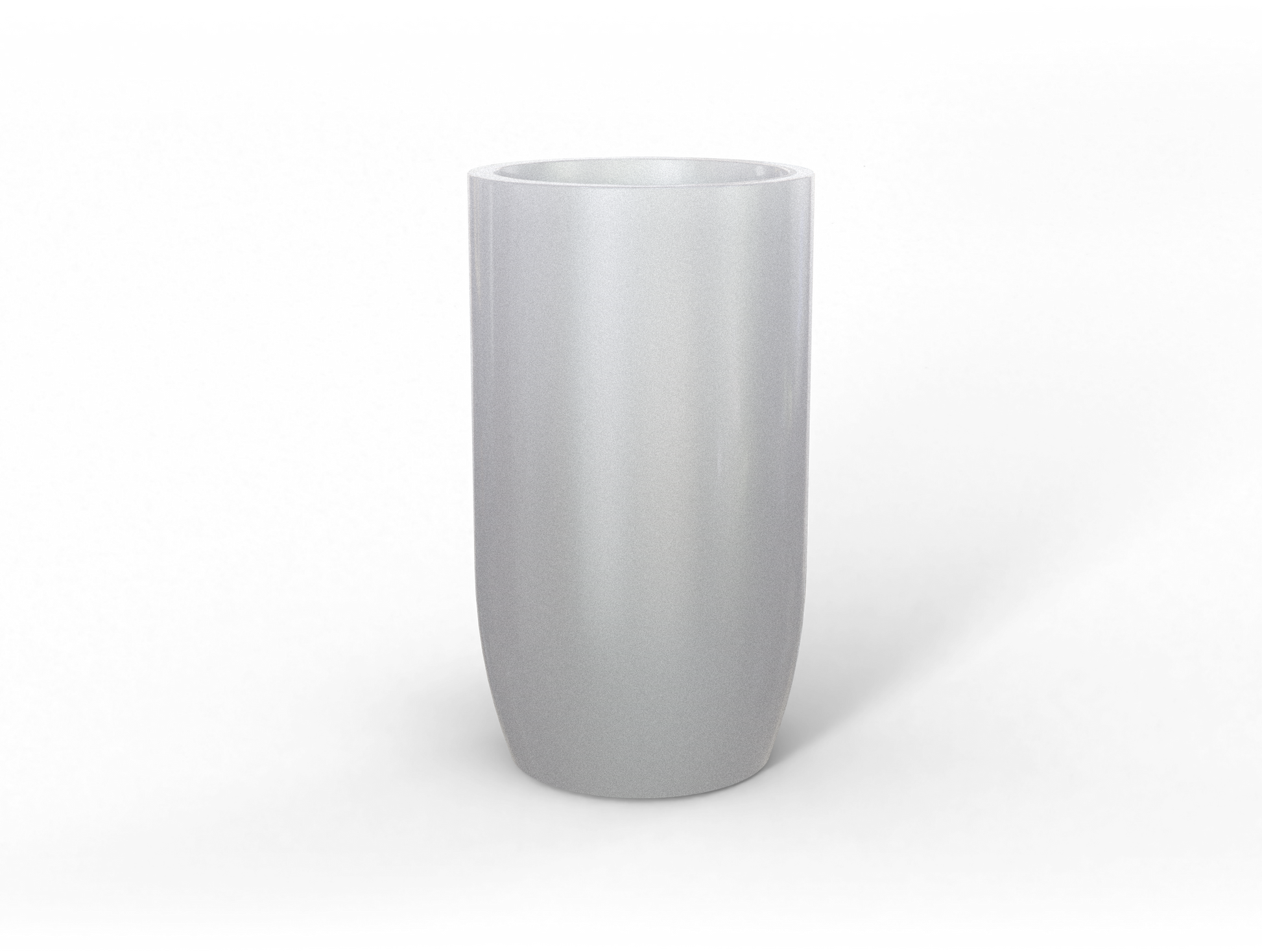 Lisbon Round Fiberglass Planter in Metallic Silver