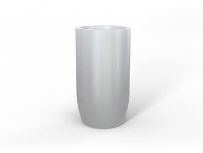 Lisbon Round Fiberglass Planter in Metallic Silver