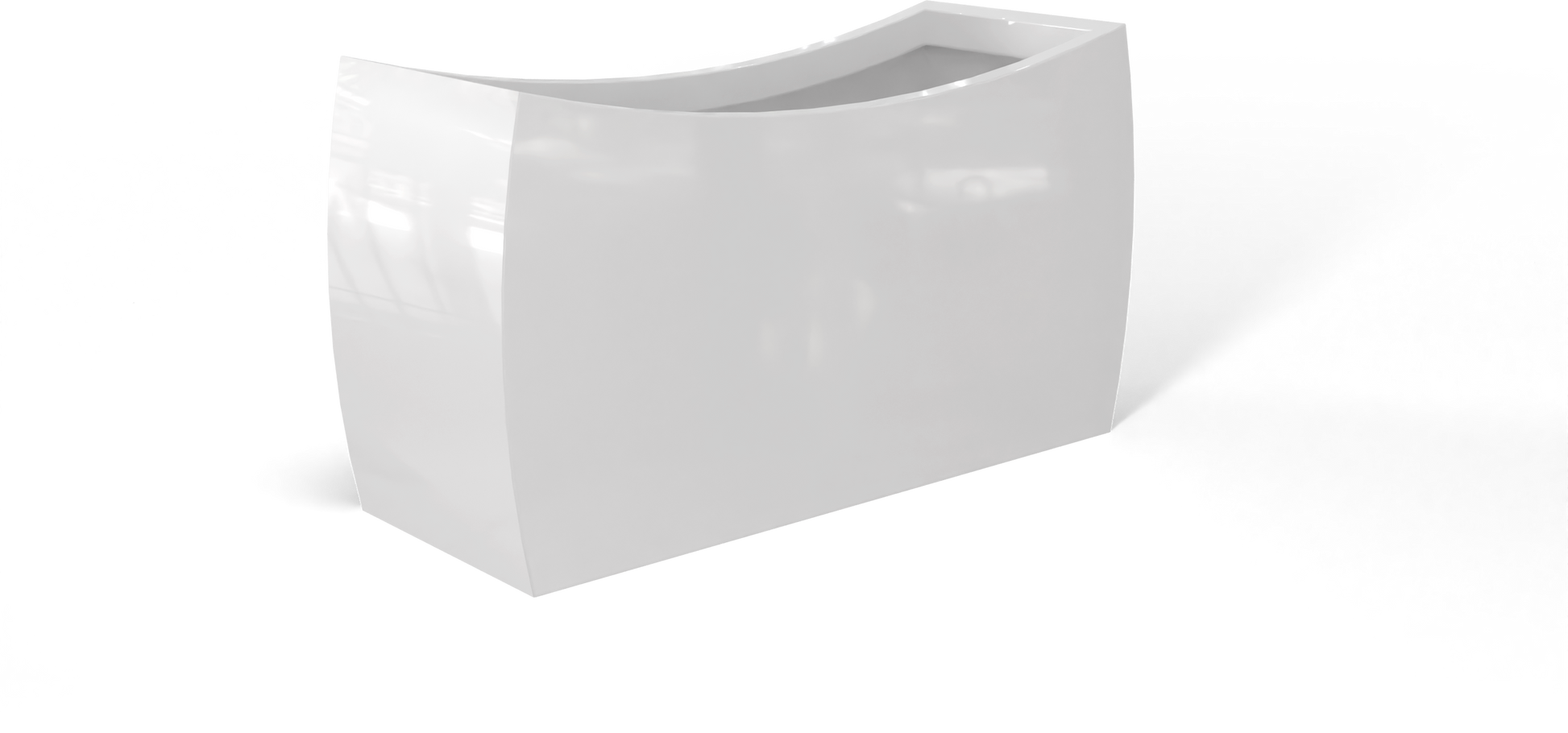 Seoul Curved Rectangular Fiberglass Planter in Gloss Bright White