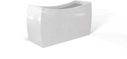 Seoul Curved Rectangular Fiberglass Planter in Gloss Bright White