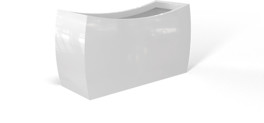 Seoul Curved Rectangular Fiberglass Planter in Gloss Bright White