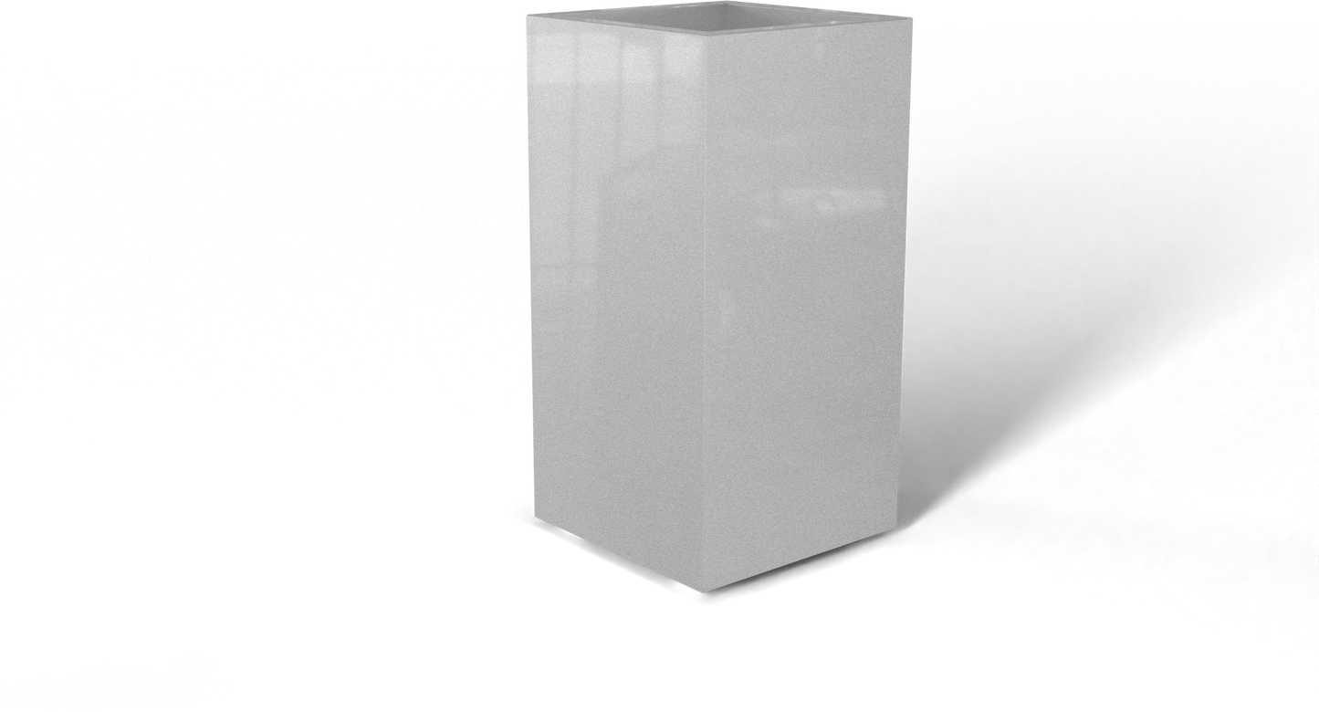Potsdam Rectangular Fiberglass Planter in Metallic Silver