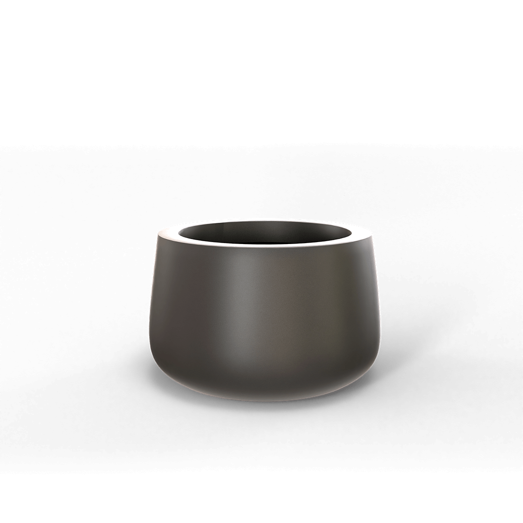 Short Hayden Round Fiberglass Planter in Matte Gunmetal