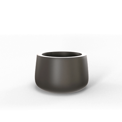Short Hayden Round Fiberglass Planter in Matte Gunmetal