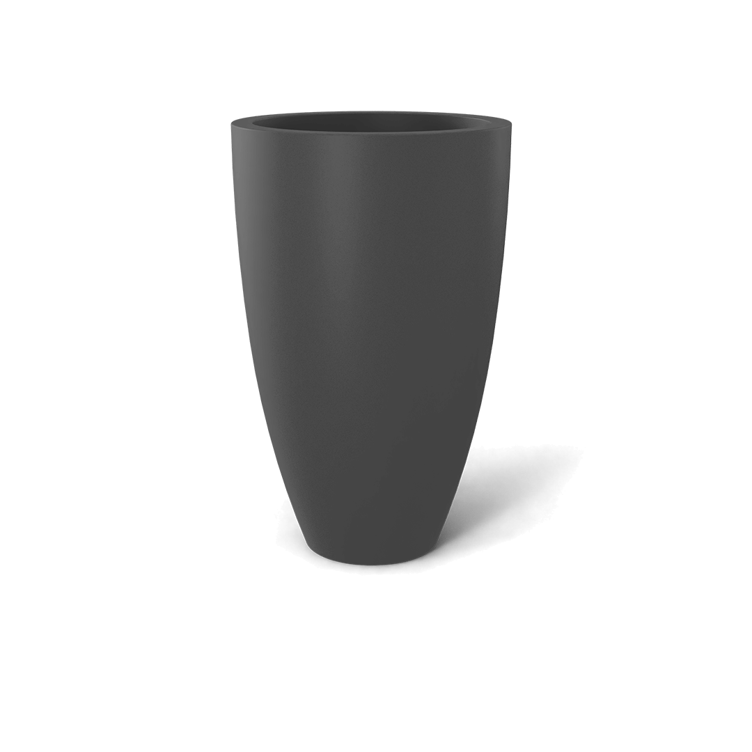 Brannan Round Fiberglass Planter in Matte Gunmetal