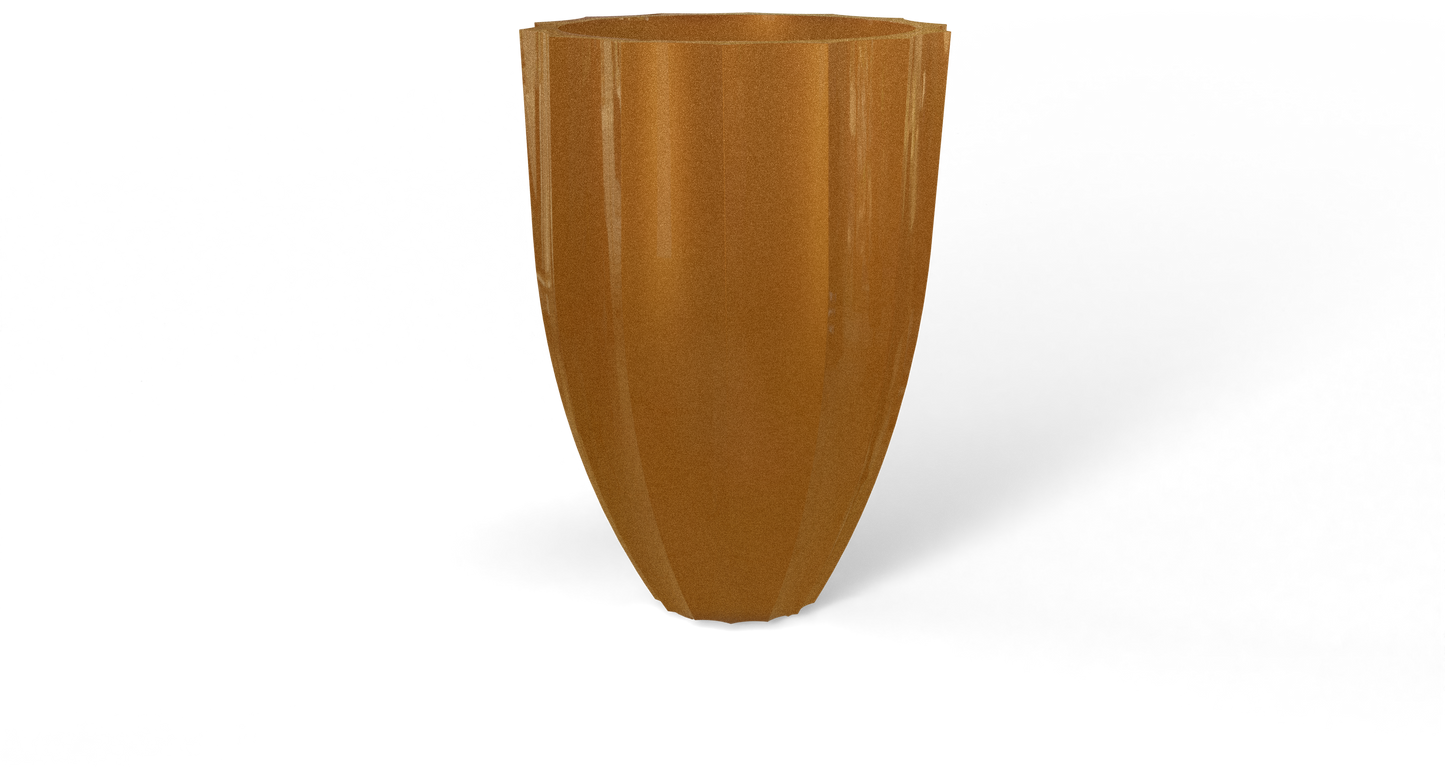 Alicante Round Fiberglass Planter in Metallic Bronze