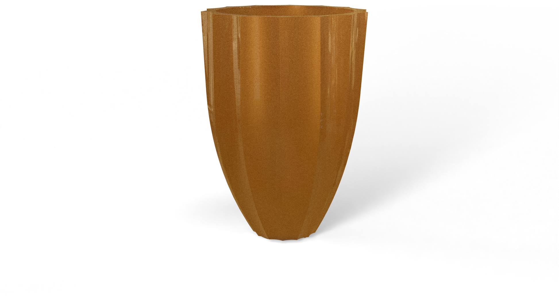 Alicante Round Fiberglass Planter in Metallic Bronze