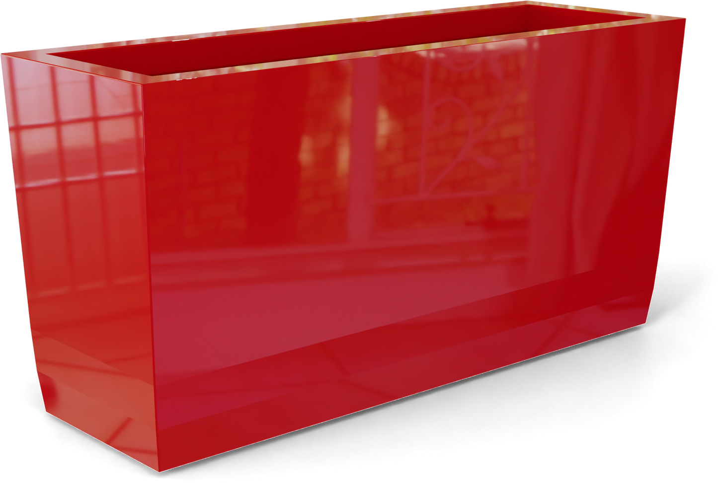 Panama Curved Rectangular Fiberglass Planter in Gloss Red