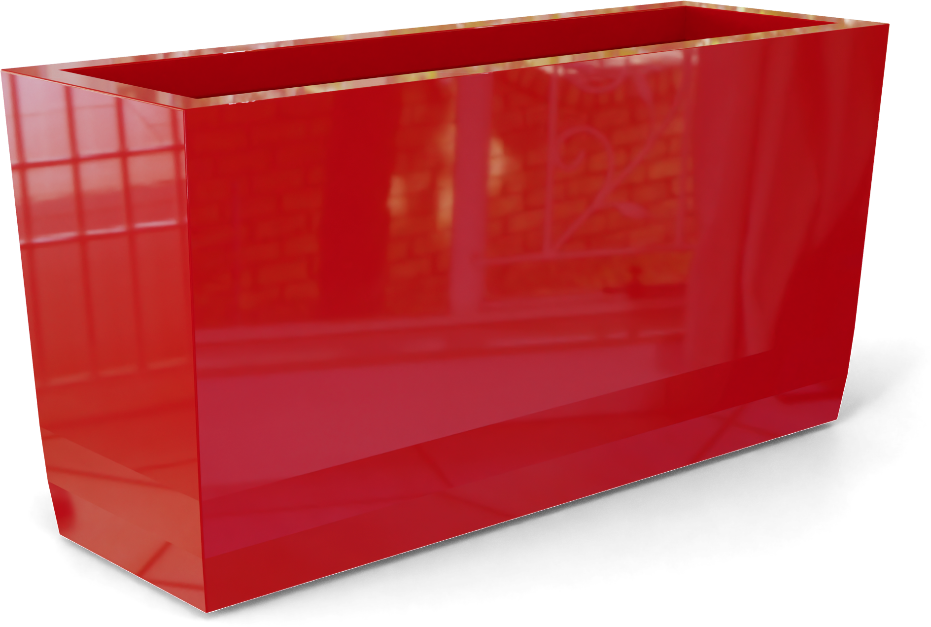 Panama Curved Rectangular Fiberglass Planter in Gloss Red