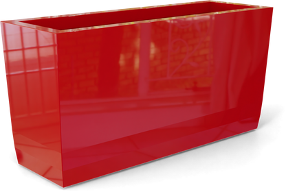 Panama Curved Rectangular Fiberglass Planter in Gloss Red