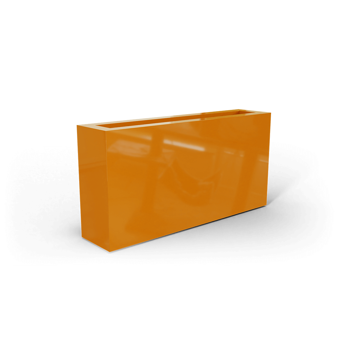 Camoux Rectangular Fiberglass Planter in Gloss Tangerine