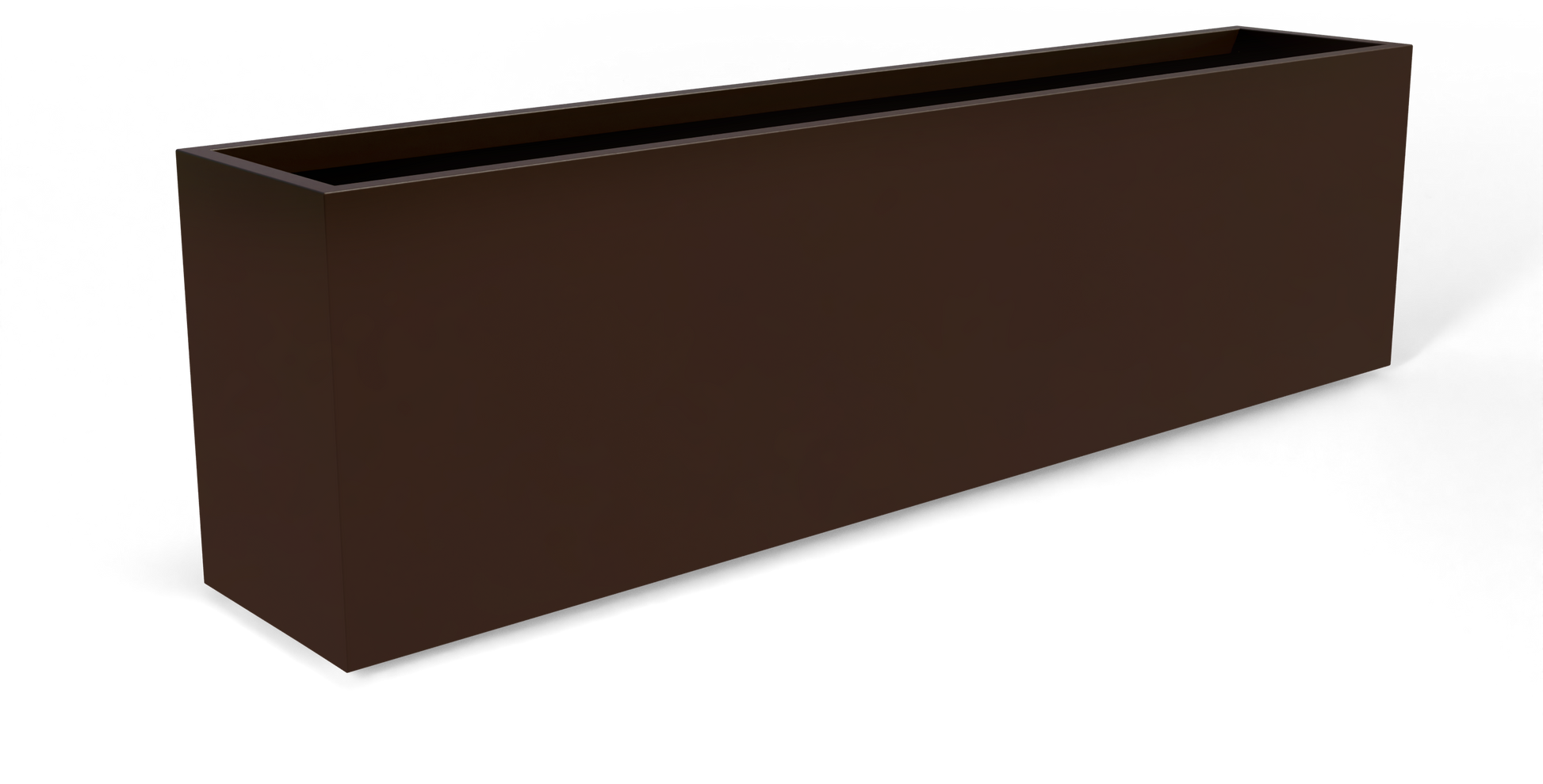 Hudson Rectangular Fiberglass Planter in Matte Dark Brown
