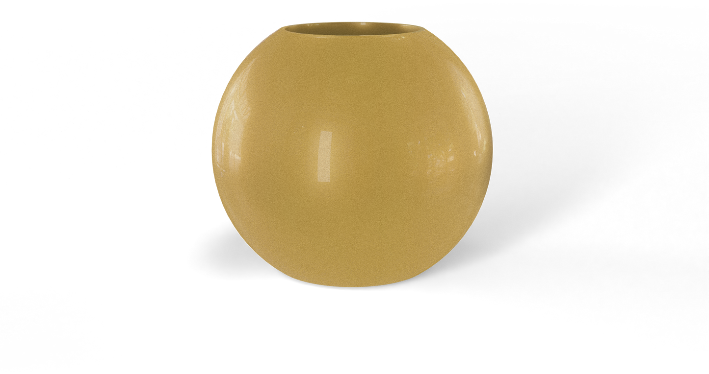 Globe Sculptural Fiberglass Planter in Gloss Metallic Gold