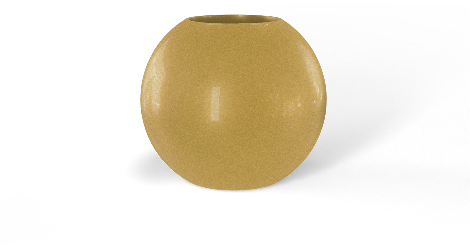 Globe Sculptural Fiberglass Planter in Gloss Metallic Gold