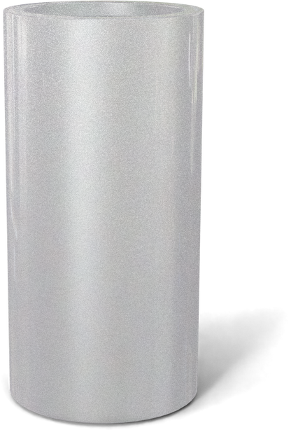 Corry Round Fiberglass Planter in Metallic Silver