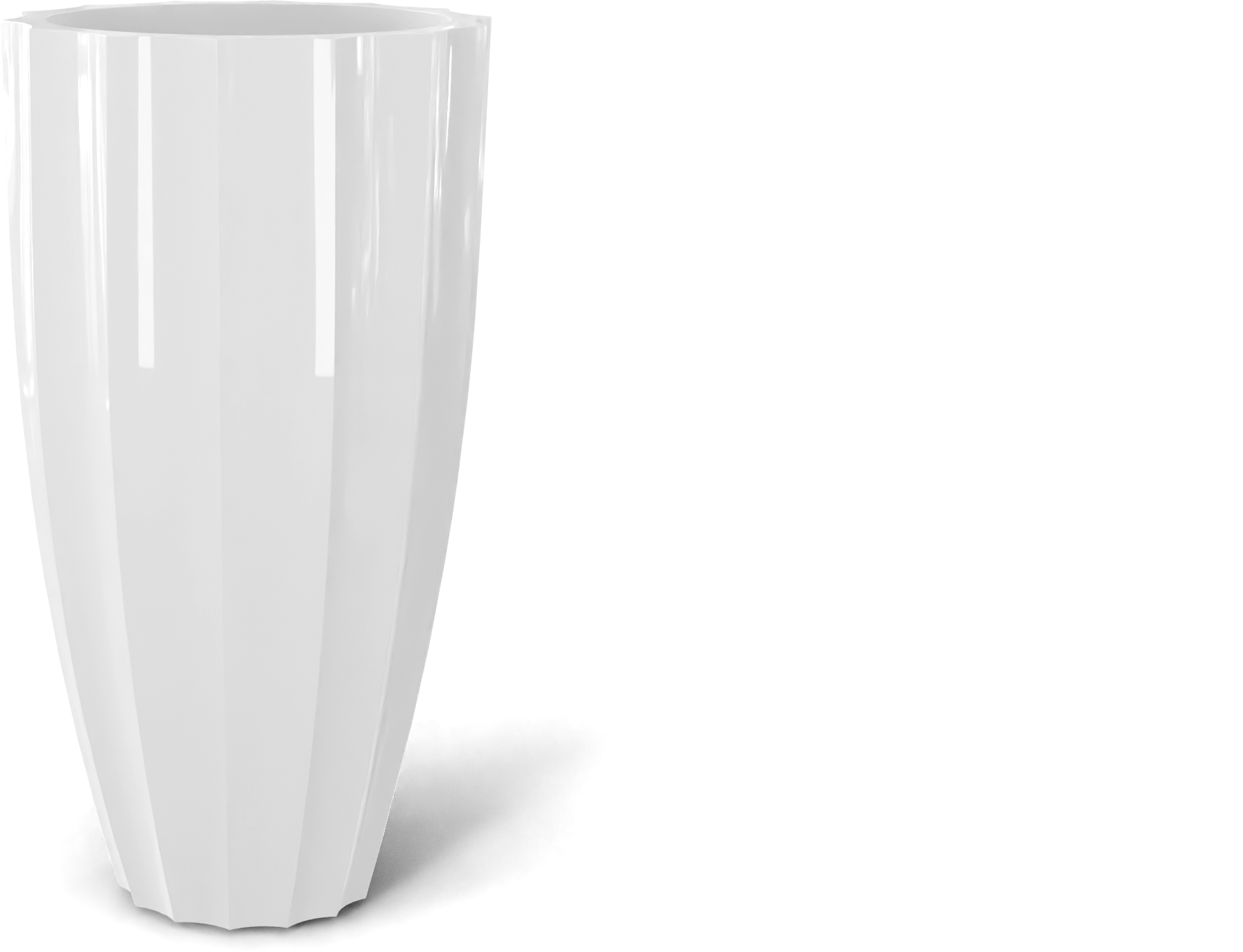 San Jose Round Fiberglass Planter in Gloss Bright White
