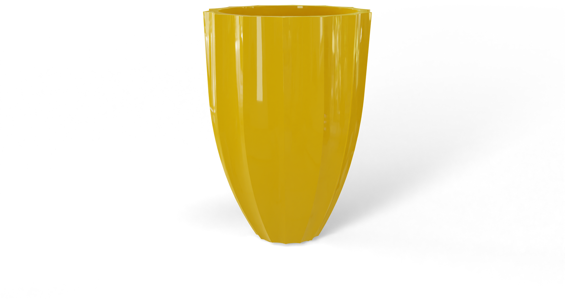 Alicante Round Fiberglass Planter in Gloss Saffron