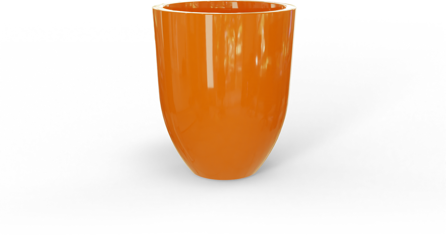 Valencia Round Fiberglass Planter in Gloss Tangerine