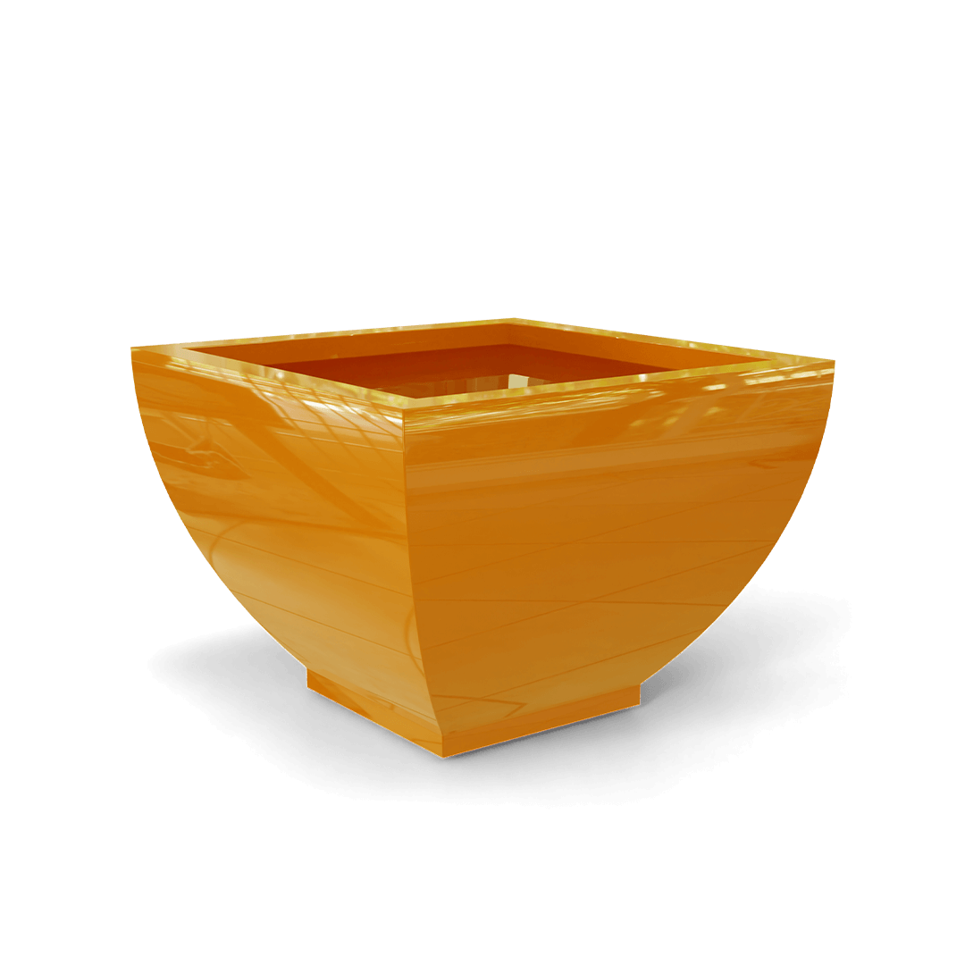 Kathryn Square Fiberglass Planter in Gloss Tangerine