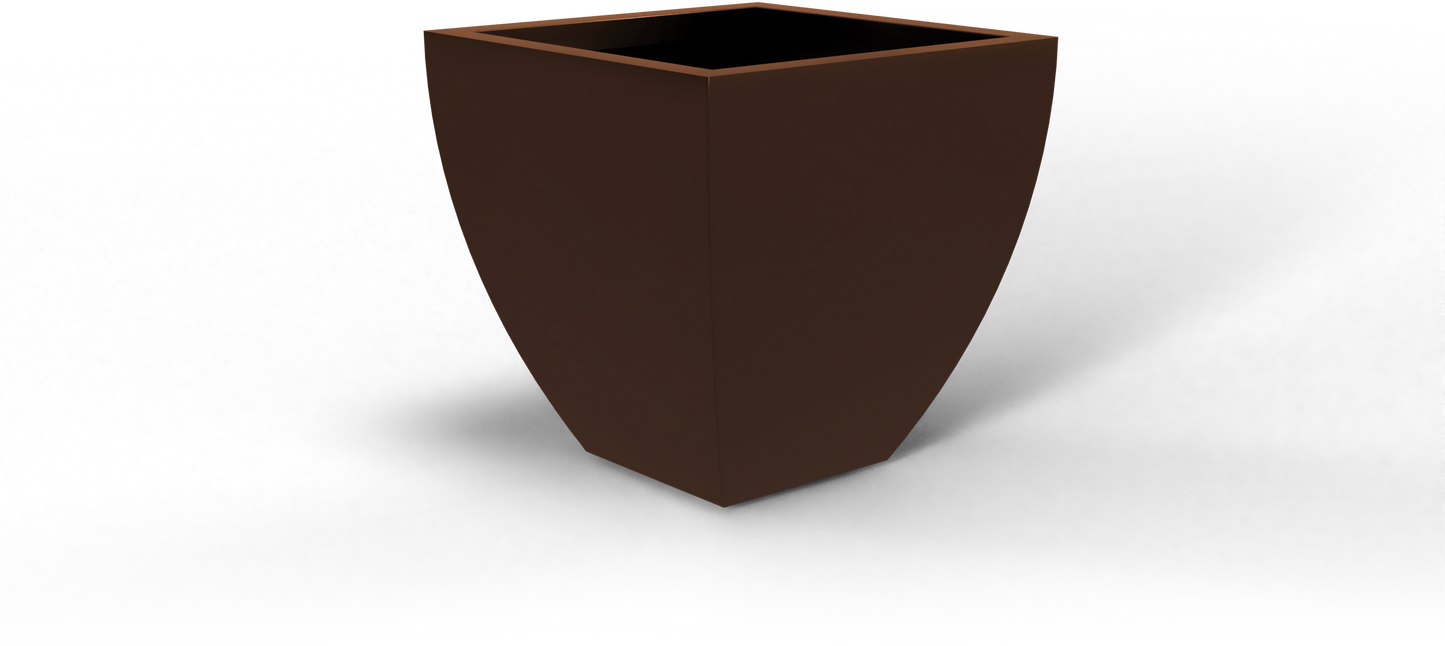 Lima Tapered Square Fiberglass Planter in Matte Dark Brown