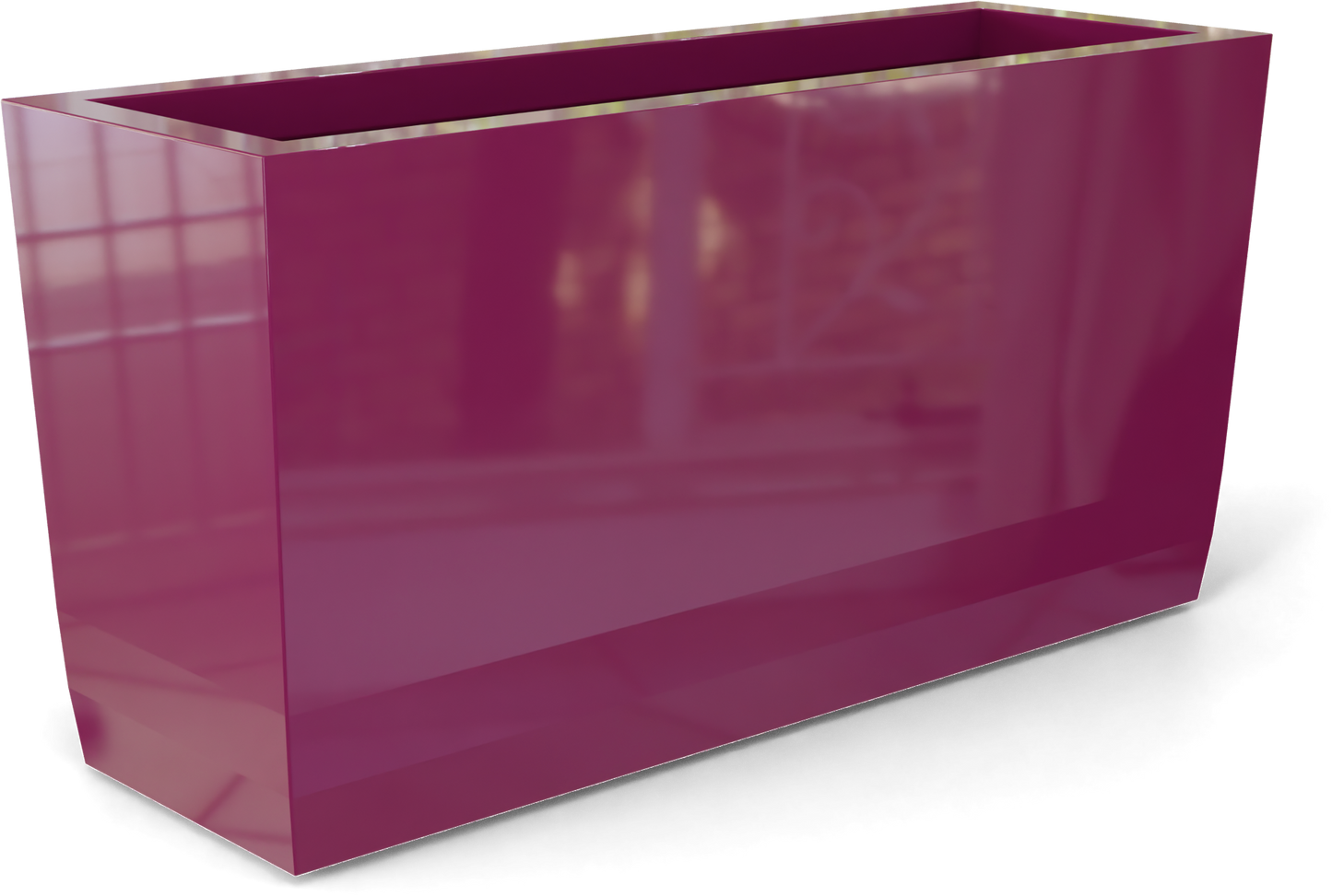 Panama Curved Rectangular Fiberglass Planter in Gloss Eggplant