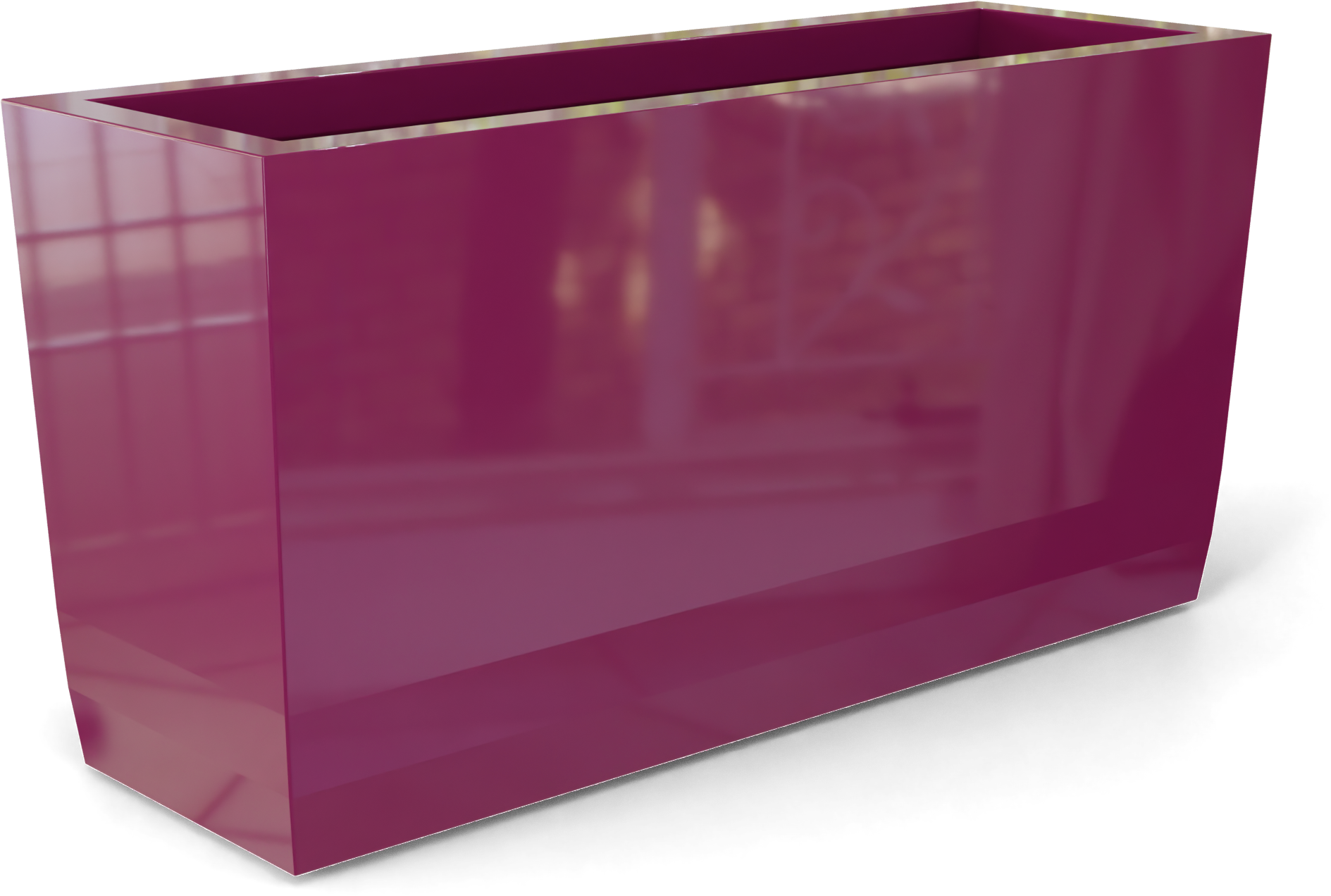 Panama Curved Rectangular Fiberglass Planter in Gloss Eggplant
