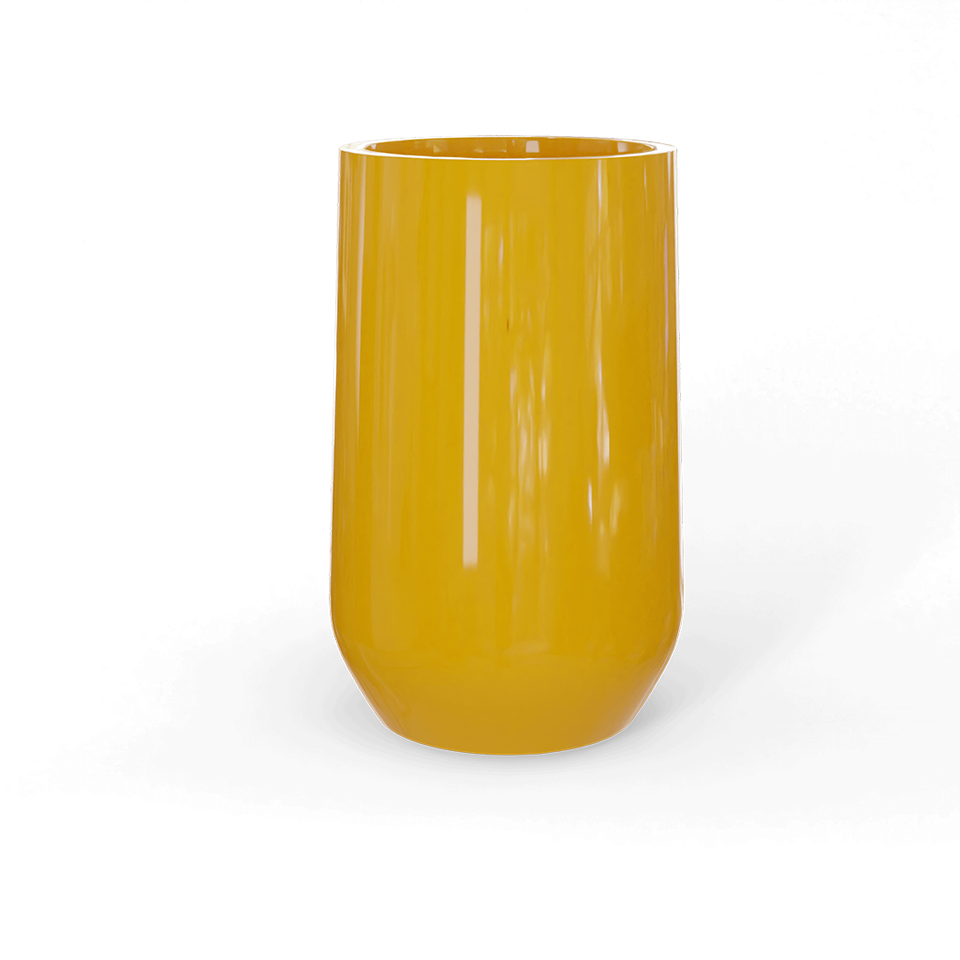 Hayden Round Fiberglass Planter in Gloss Saffron
