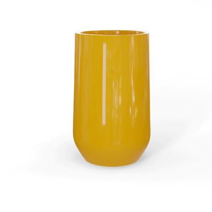 Hayden Round Fiberglass Planter in Gloss Saffron