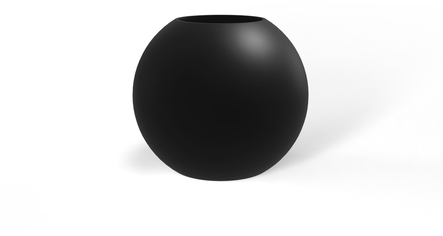 Globe Sculptural Fiberglass Planter in Matte Black