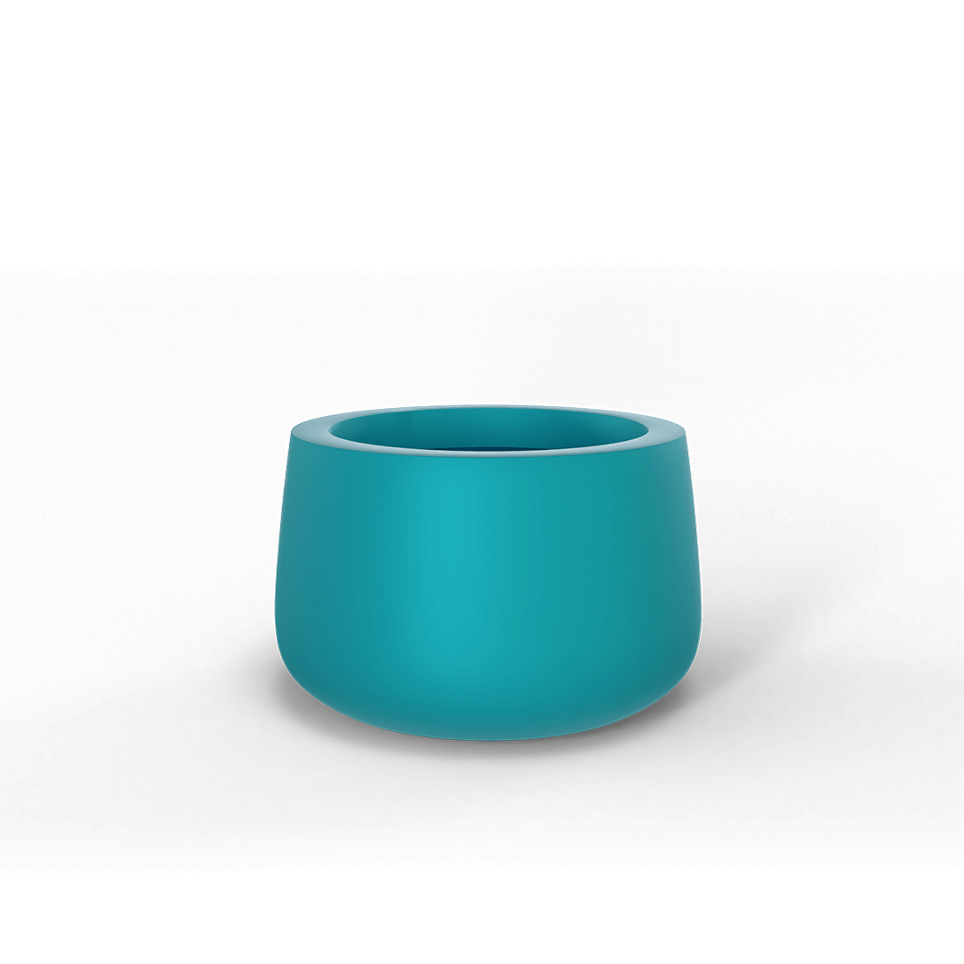 Short Hayden Round Fiberglass Planter in Satin Seafoam Green