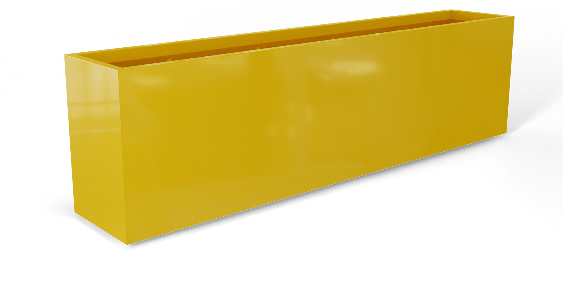 Hudson Rectangular Fiberglass Planter in Gloss Saffron