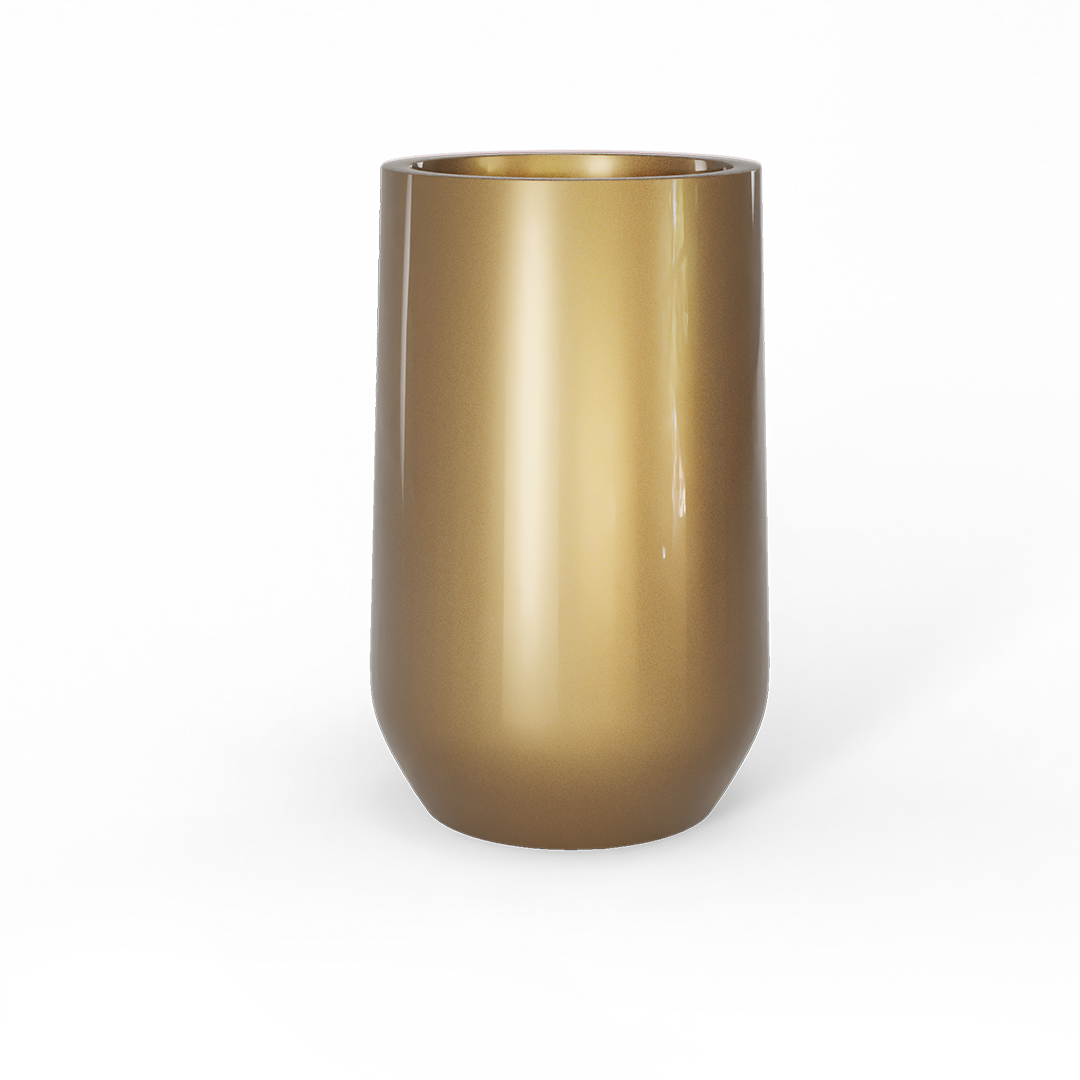 Hayden Round Fiberglass Planter in Gloss Metallic Gold